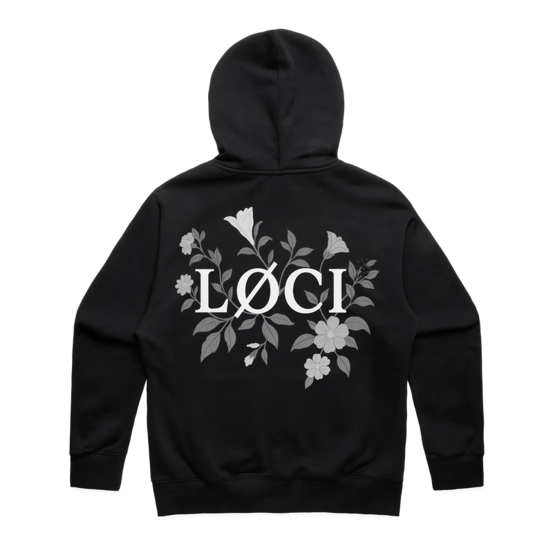 FLOWERS ZIP HOODIE - BLACK
