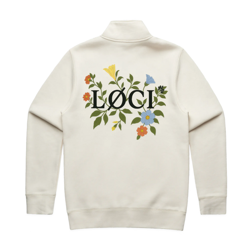 FLOWERS MEN'S HALF ZIP SWEATER - ECRU