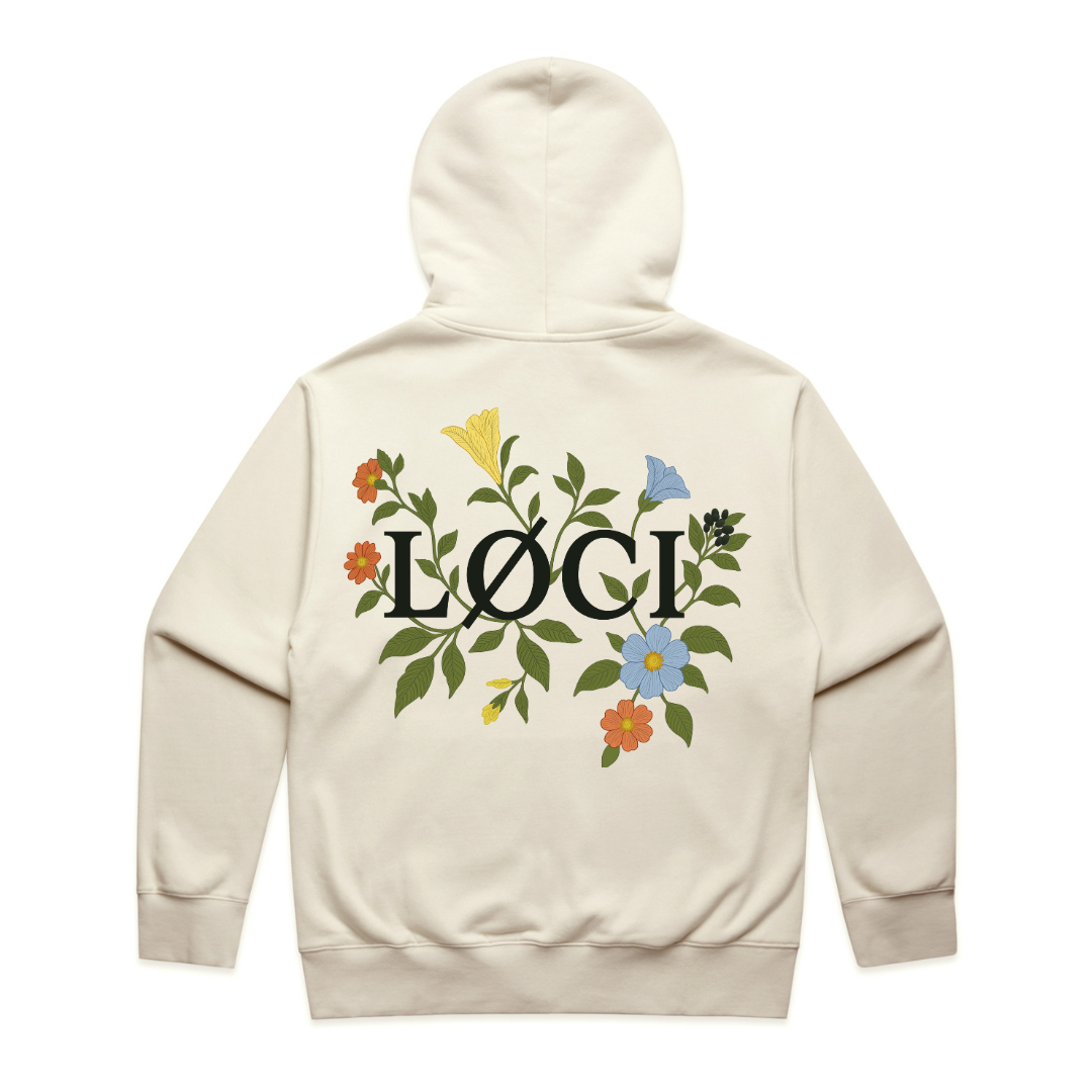 FLOWERS ZIP HOODIE - ECRU