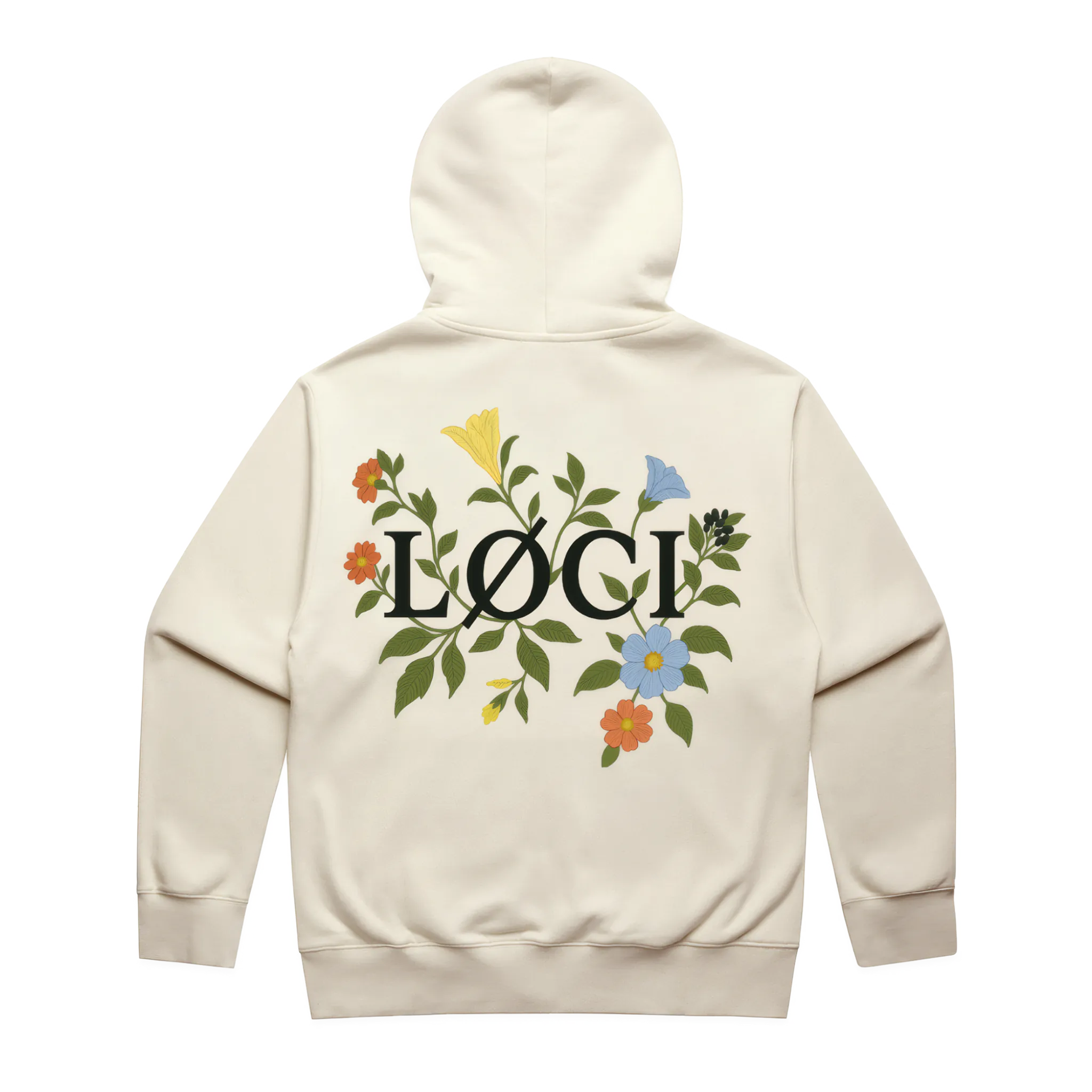 FLOWERS ZIP HOODIE - ECRU