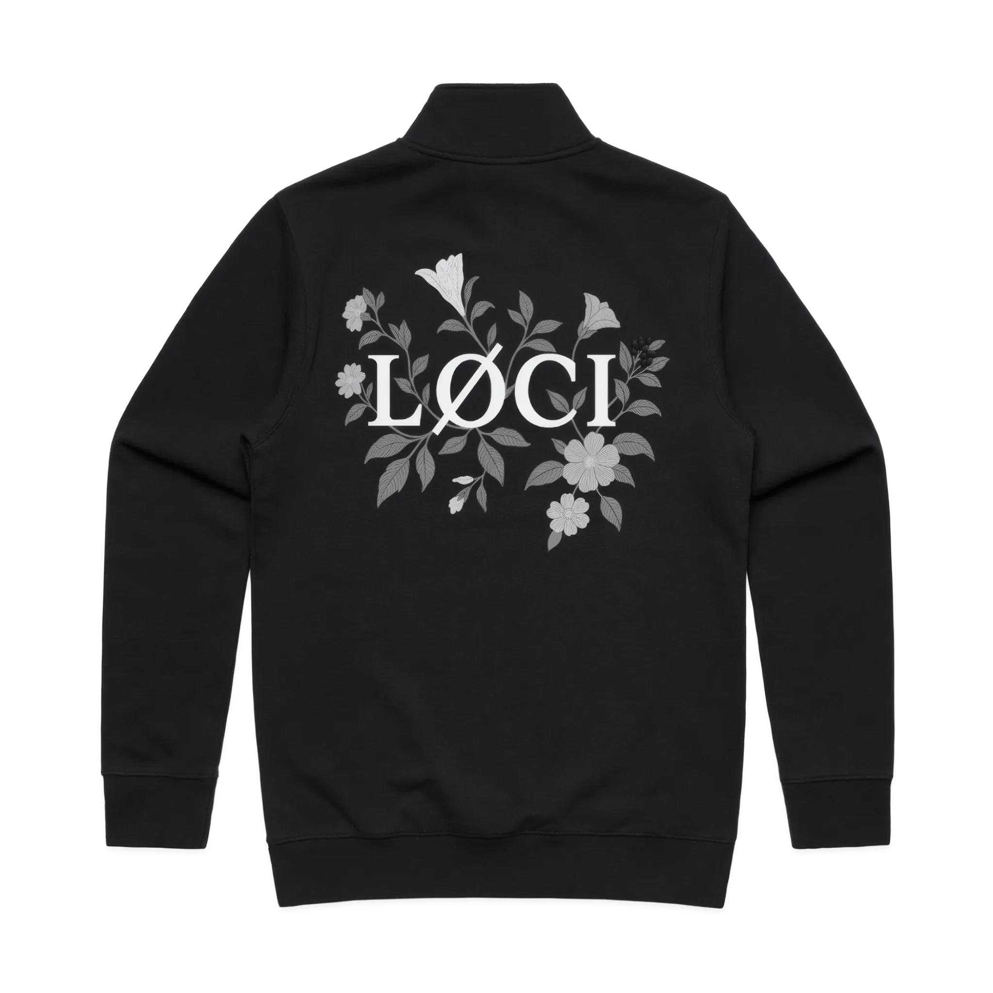FLOWERS MEN'S HALF ZIP SWEATER - BLACK