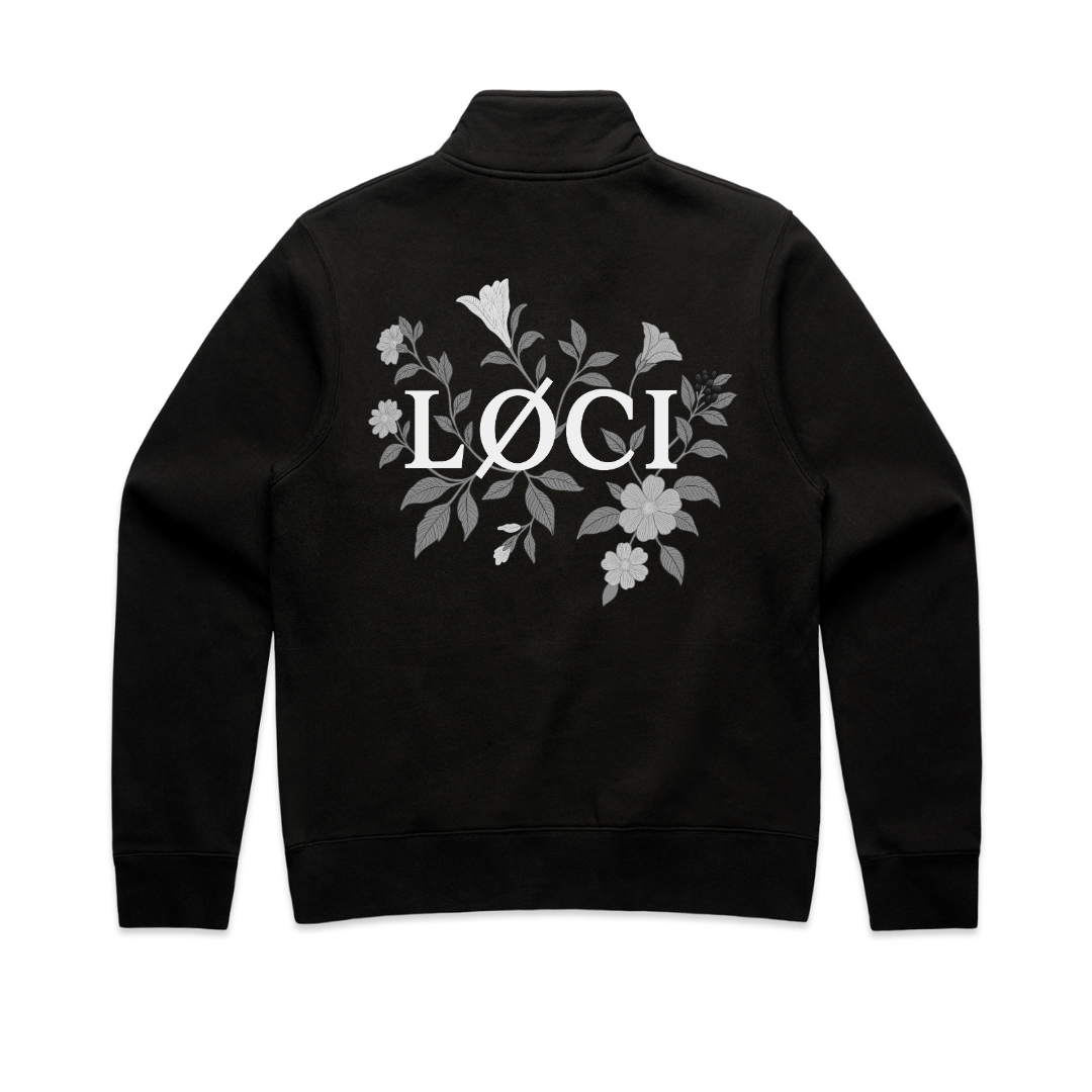 FLOWERS WOMEN'S HALF ZIP SWEATER - BLACK