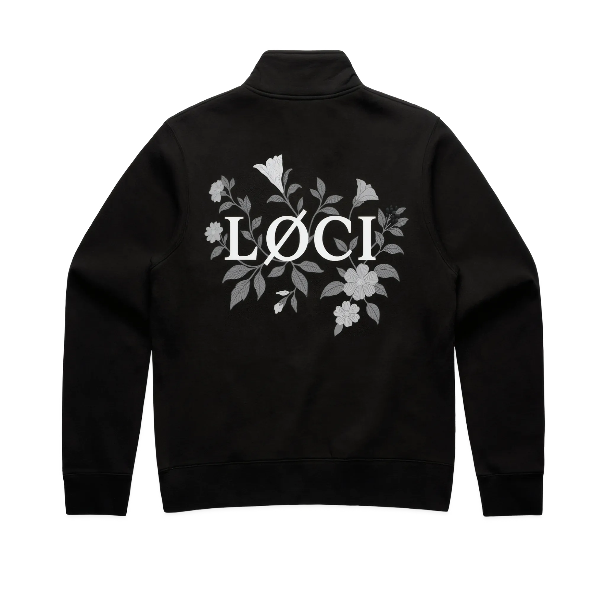 FLOWERS WOMEN'S HALF ZIP SWEATER - BLACK