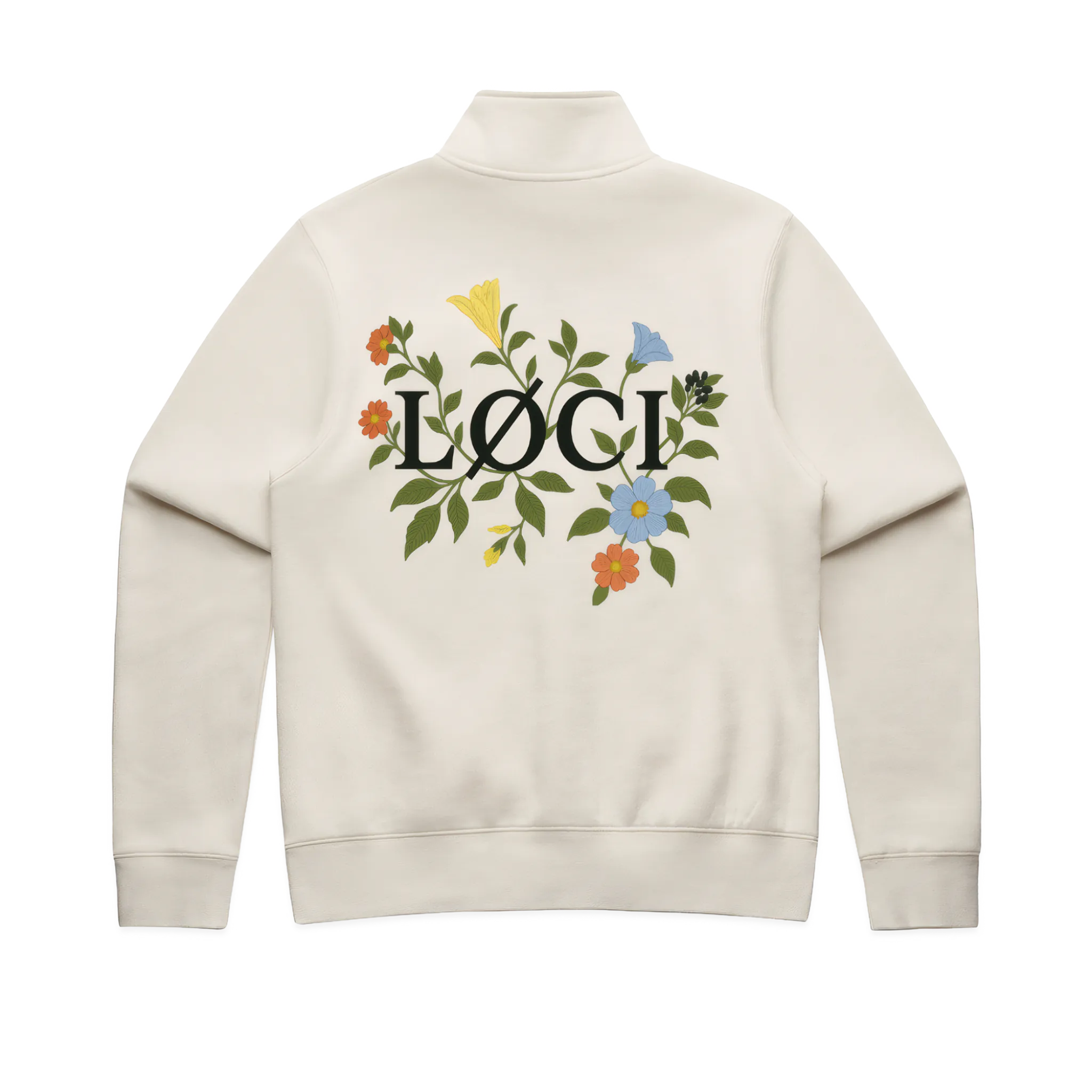 FLOWERS WOMEN'S HALF ZIP SWEATER - ECRU