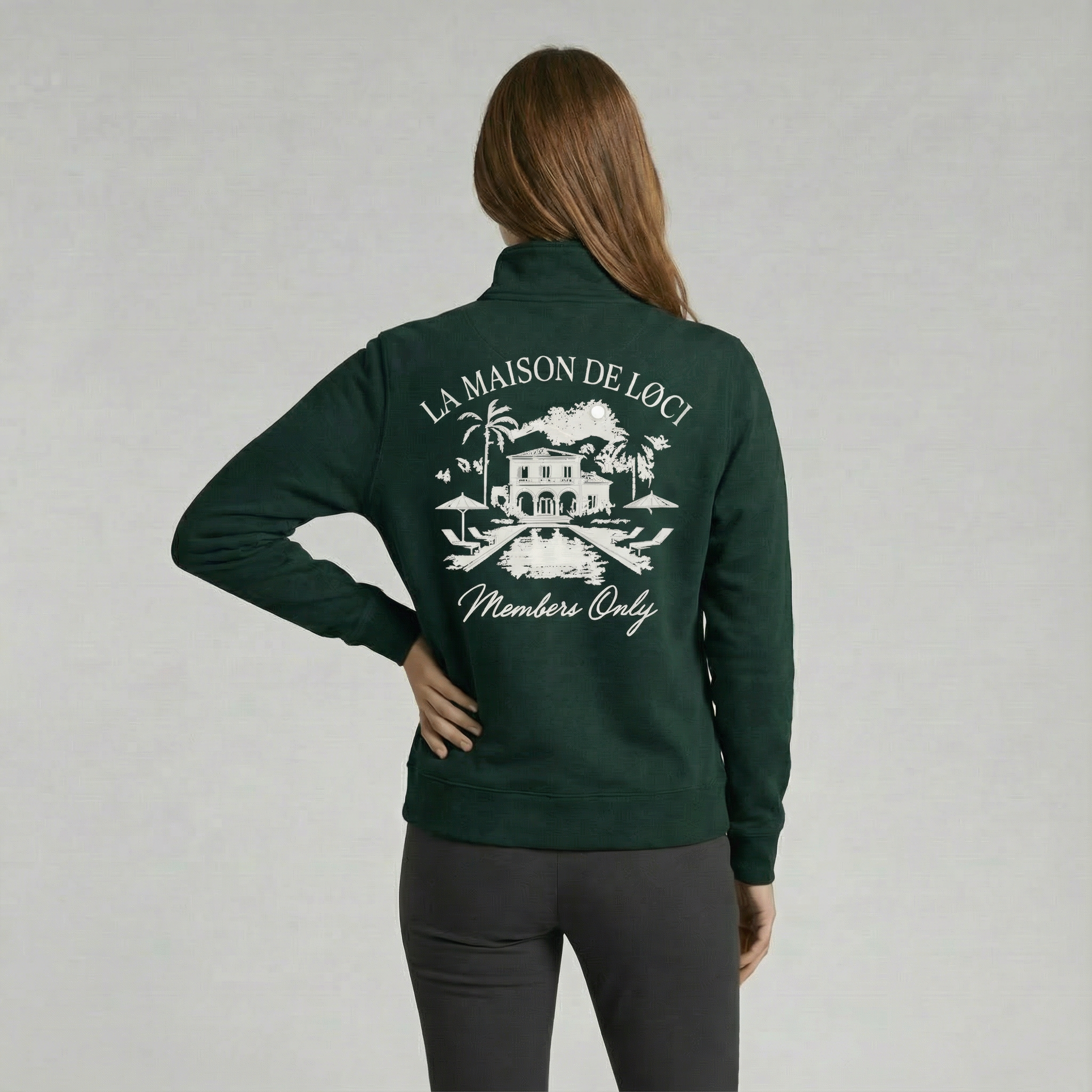 LA MAISON WOMEN'S HALF ZIP SWEATER - PINE GREEN