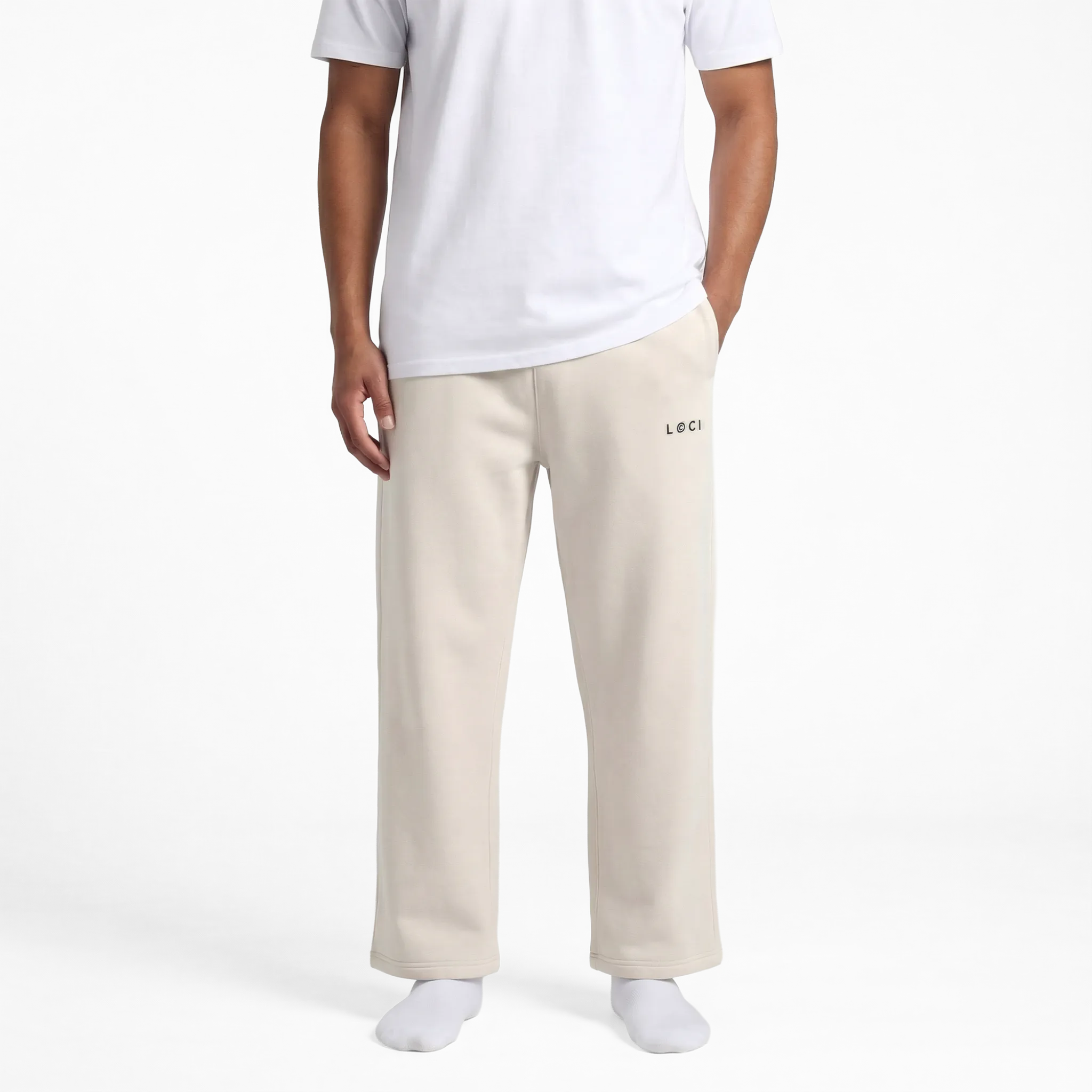 BASE MEN'S CUFFLESS SWEATPANTS - BONE