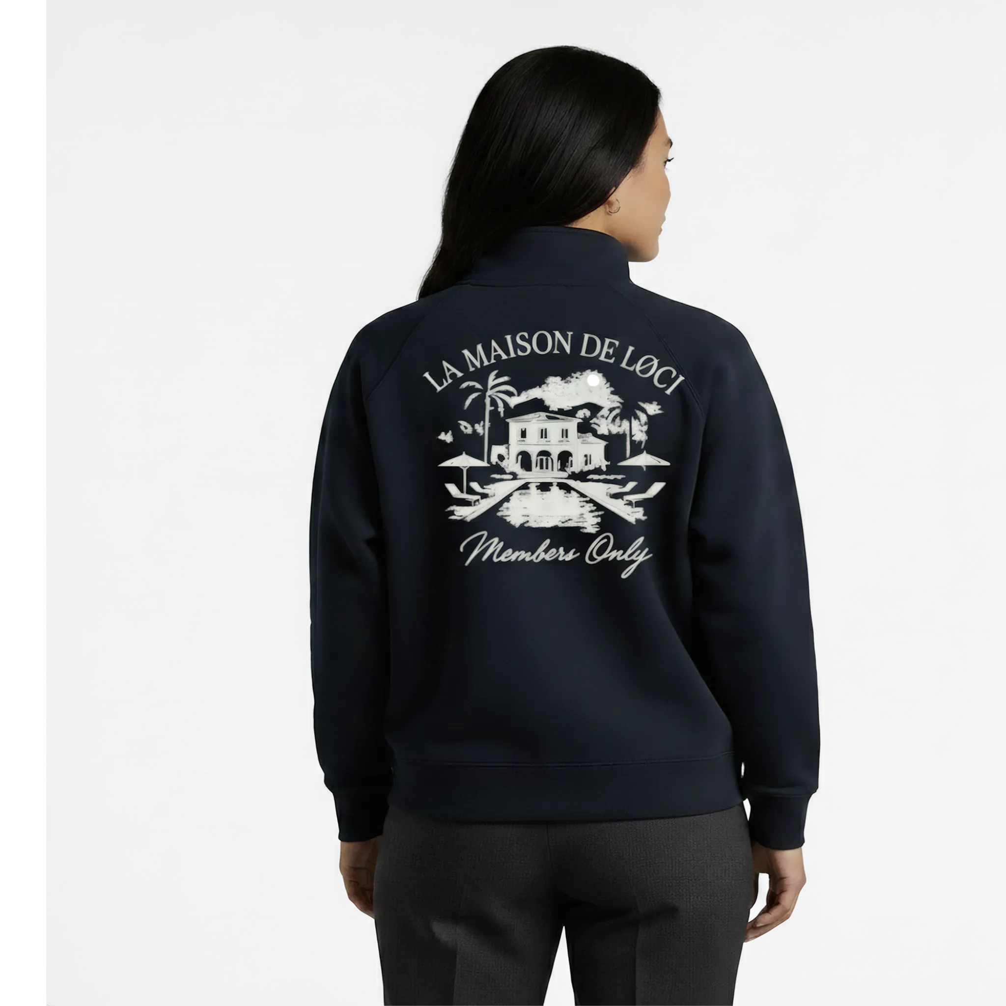 LA MAISON WOMEN'S HALF ZIP SWEATER - NAVY