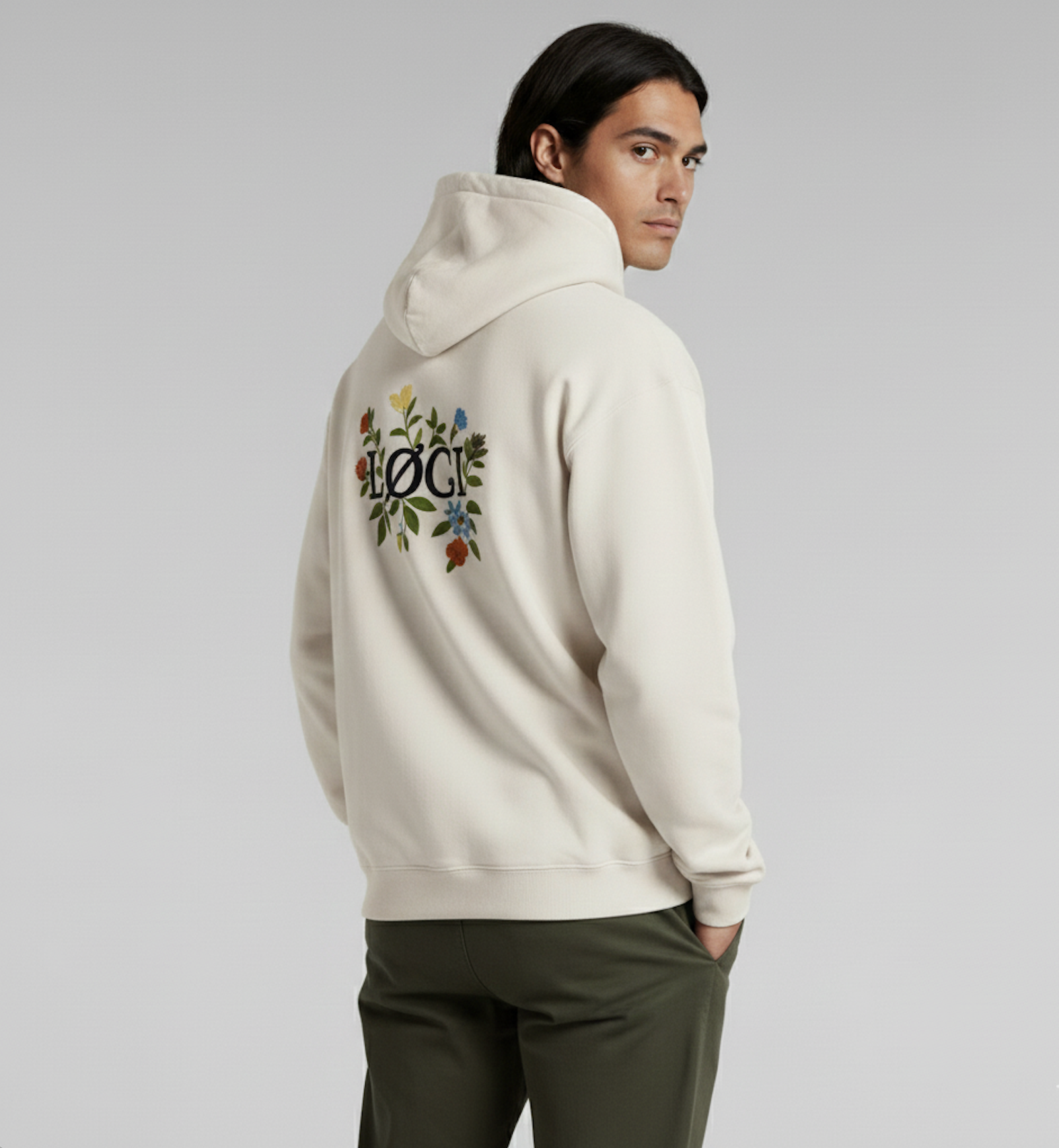 FLOWERS HOODIE - NATURAL