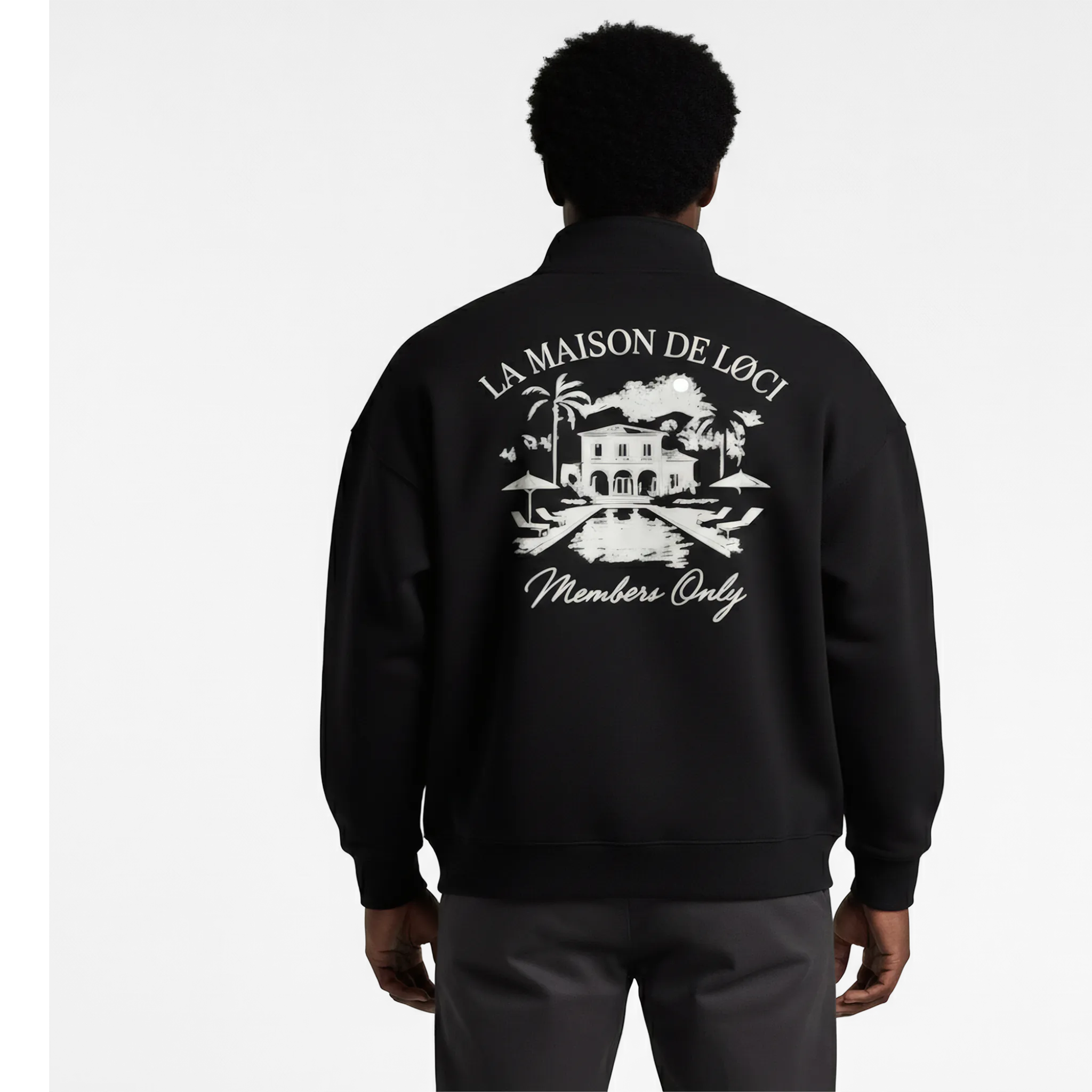 LA MAISON MEN'S HALF ZIP SWEATER - NAVY