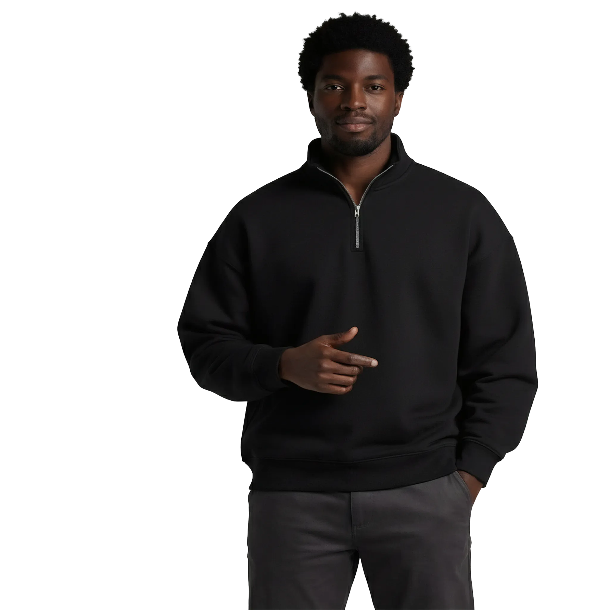LA MAISON MEN'S HALF ZIP SWEATER - BLACK