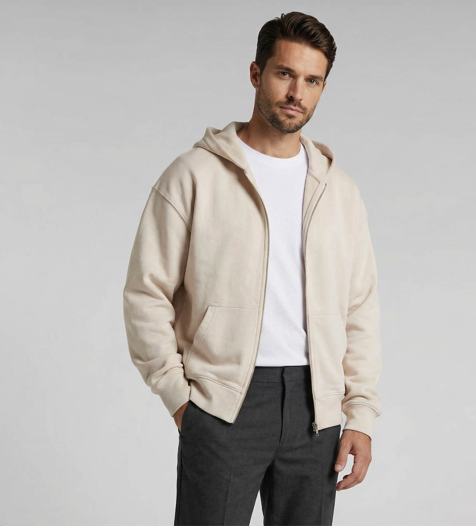 UNLEASHED ZIP HOODIE - BONE