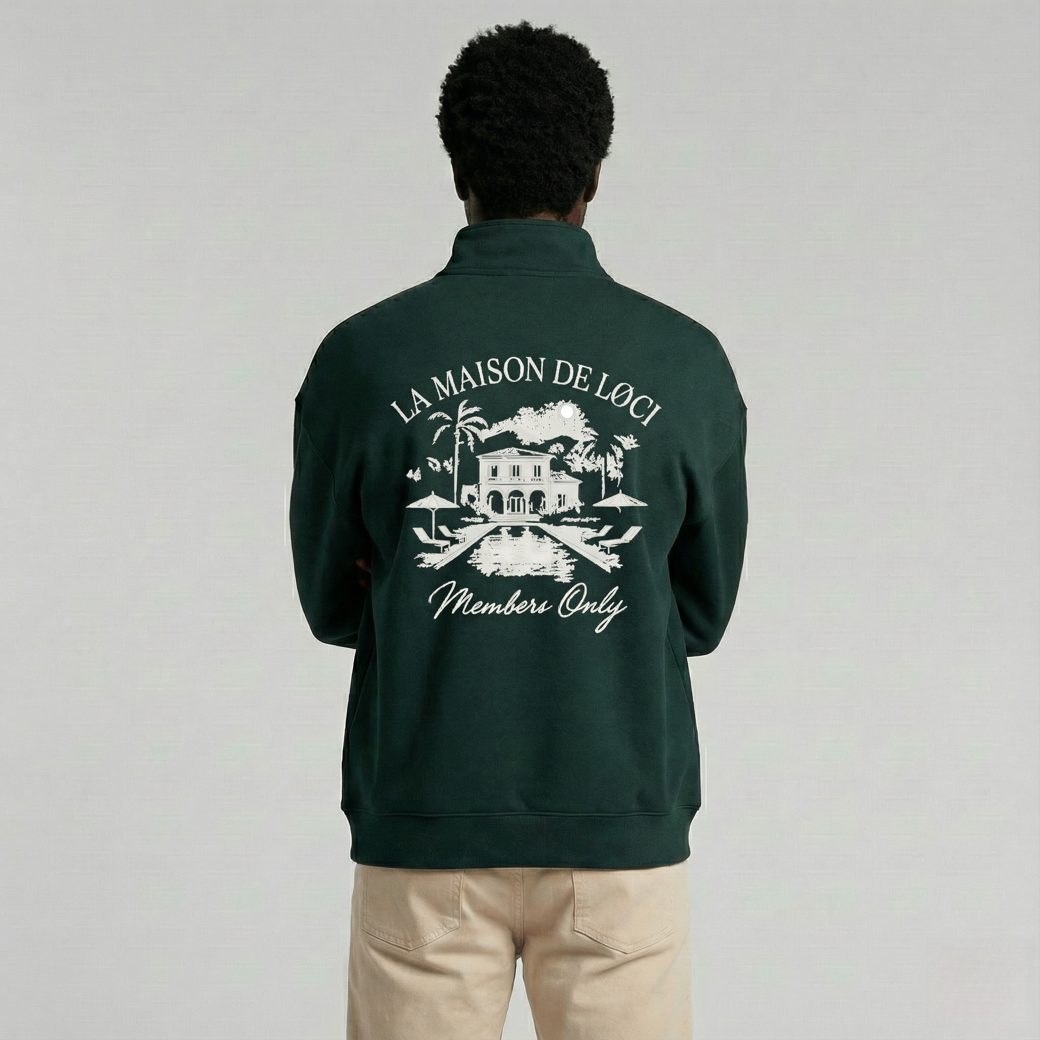 LA MAISON MEN'S HALF ZIP SWEATER - PINE GREEN