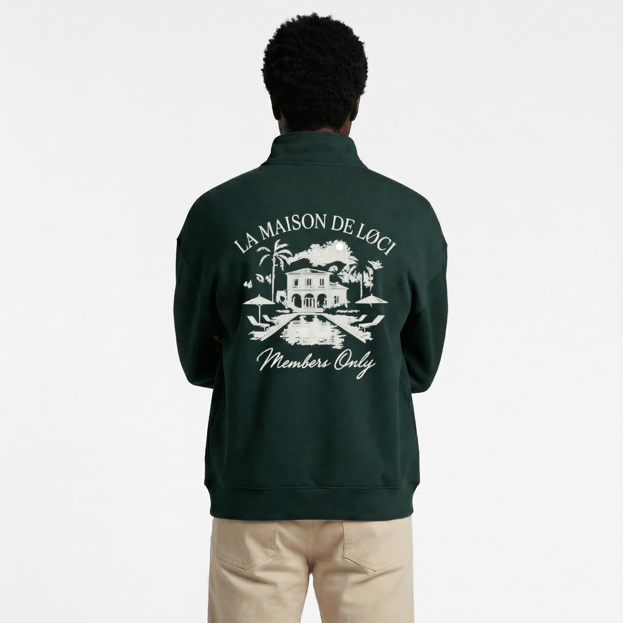 LA MAISON MEN'S HALF ZIP SWEATER - PINE GREEN